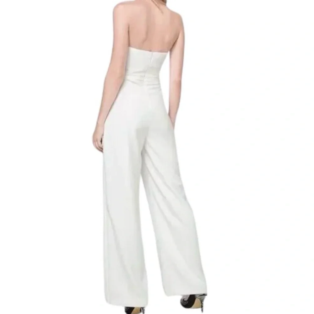 WHBM Convertible Strapless Split-Leg Jumpsuit in Ivory Size 8 - Picture 2 of 8
